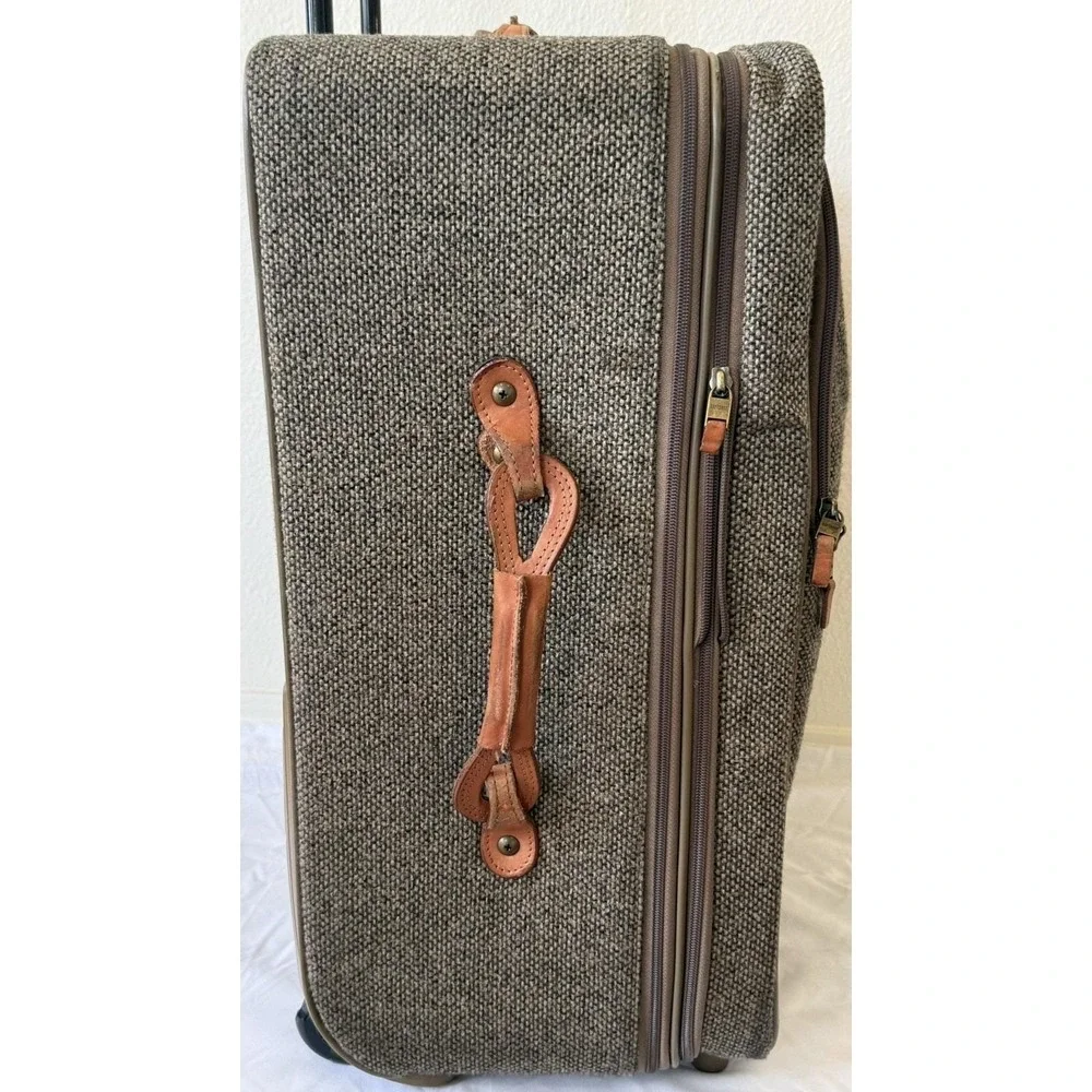Vintage Hartmann Tweed Leather Rolling Suitcase 2 Wheeled Carry On Bag 22